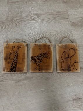 Handmade Rustic Animal Wood Wall Decor Set - Brown
